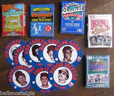 5 small Baseball Card Sets 1980's/90's + Eight 1978 Papa Gino's Baseball Discs