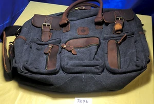 Men's Gray Laptop Messenger Bag W/Brown Leather Trim - Picture 1 of 1
