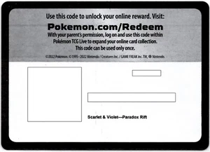 Pokémon TCG Online Code Card - Scarlet & Violet: Paradox Rift - Unused - Picture 1 of 1