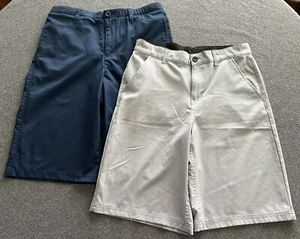 Lot Of 2 Gray & Navy Blue Boys UNDER ARMOUR KIDS UA YOUTH GOLF SHORTS Size 18 - Picture 1 of 19