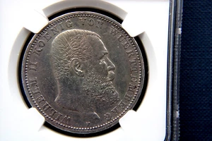 German Empire ,Germany 5 mark,1907 F, Wurttemberg, NGC AU DETAILS - Picture 1 of 4