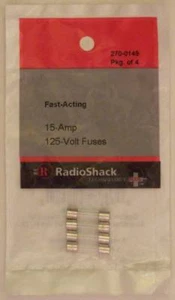 Fast-Acting 15-Amp 125-Volt GMA Glass Fuses 5 x 20mm 15A 125V 4/PK - Picture 1 of 1