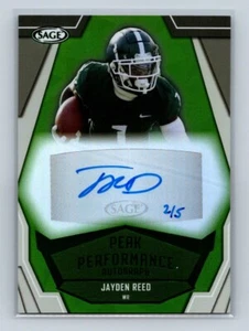2023 SAGE HIT Peak Performance Autographs Green #PKAJR Jayden Reed SN 2/5 - Picture 1 of 2