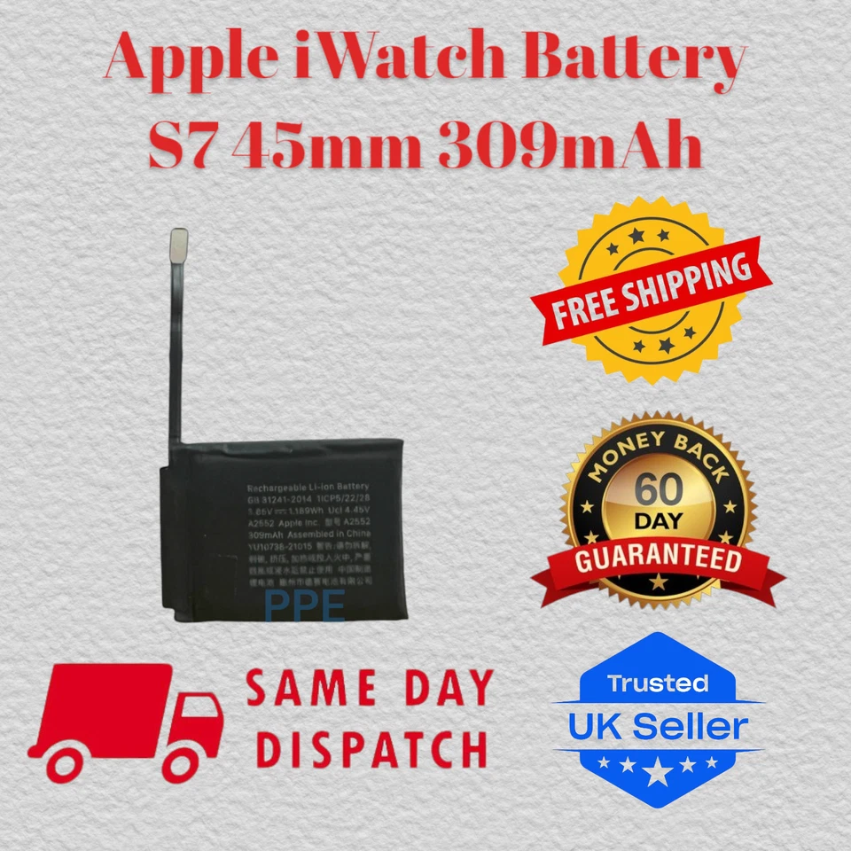 Premium Battery Replacement for Apple iWatch Series 7 45mm A2552 Watch 309mAh UK - Image 1 of 1
