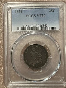 1834 Capped Bust Quarter, PCGS VF30 - Picture 1 of 8