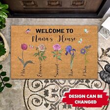 Custom Birth Month Flower Doormat, Mother's Day Gift for Grandma Mom