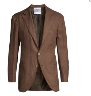 New $5695 Kiton Linen Sport Coat Jacket Blazer DK Brown 42R US/52R Eu - Image 1 of 4
