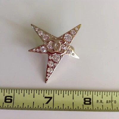 CHANEL CC Logo  Rhinestone Brooch/Pin Silver Tone - Image 1 of 4