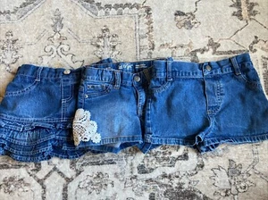 4t Girls Blue Jeans Shorts Lot Of #3 - Picture 1 of 9