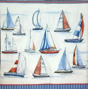 M199# x servilletas de papel individuales para tejido decoupage barco marino vela velero - Imagen 1 de 5