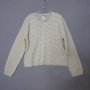 Vintage Laura Ashley Sweater Cardigan Women XL Floral Embroidered Wool Hong Kong - Picture 1 of 9