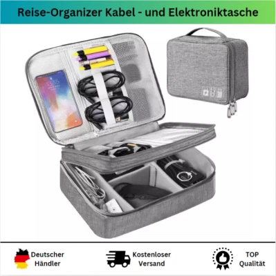 Kabel Elektronik Zubehör Tasche Reise Organizer Aufbewahrungtasche USB Netzteil - Bild 1 von 4