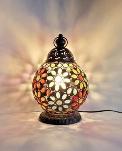 Moroccan Turkish Style Lamp Colourful Glass Bead Table Desk Light In-Line Switch - Picture 1 of 7
