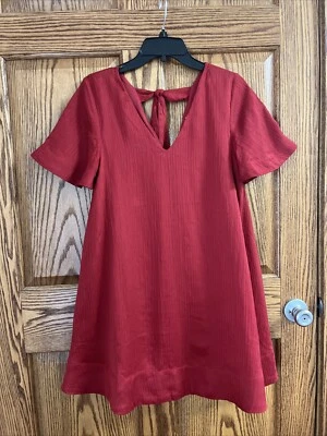 Womens Dress Size S Red Short Flared Sleeves Oversized Relaxed V-neck Loveriche - Image 1 of 4