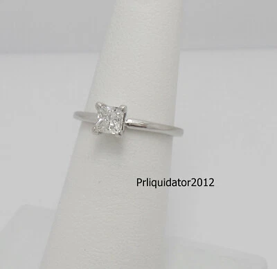 1/2CT Natural Princess Diamond Solitaire Engagement Bridal Ring 18K White Gold - Image 1 of 4