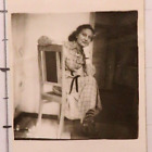 Beautiful Girl Sitting On A Chair Vintage Photo #D04