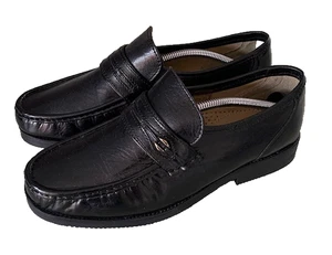 Zapatos formales sin cordones negros calce ancho Luca Mancini para hombre talla 8 del Reino Unido - Imagen 1 de 7