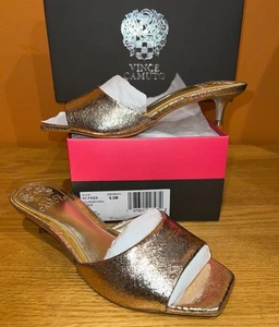 Vince Camuto Faiza Pfennigabsatz Pantolette Sandale, Leder, Gold Crackle, 6,5 M - Bild 1 von 5