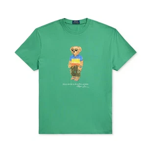Polo Ralph Lauren Men's Classic-Fit Polo Bear Jersey T-Shirt Green Size Medium - Picture 1 of 5