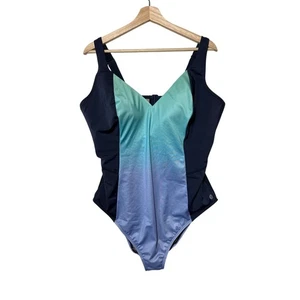 Nuevo traje de baño de una pieza Livi by Lane Bryant sin cables azul ombre verde talla 20 - Imagen 1 de 14