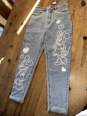 Disney Mickey Mouse & Minnie Mouse Heart Outline Women Mom Jeans Junior Size 7 - Image 1 of 4