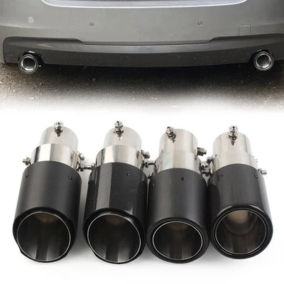Kohlefaser Auto Auspuffanlage Schalldämpfer Düsenspitze Gerade Edelstahl - Image 1 of 4