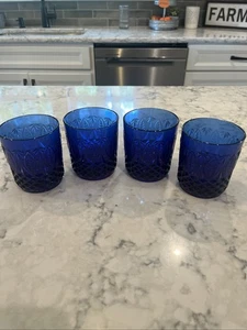 Set of 4 Avon Royal Sapphire Blue 3 3/4" Old Fashion Glasses - Picture 1 of 7