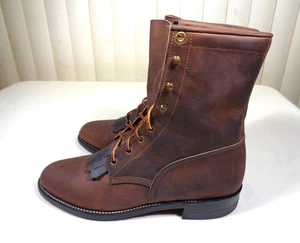 Justin Kiltie Damen Gr. 8B Braun Leder Western Kiltie Schnürstiefel L575 ~ NEU - Bild 1 von 20