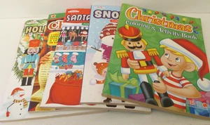 Coloring Activity Book Lot 5 Santa Snowman Christmas Coloring Activity Books - Imagen 1 de 17