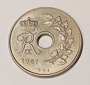 * Denmark * 25  öre  * 1967   *Copper-Nickel *  Cond.  1++ * - Picture 1 of 2