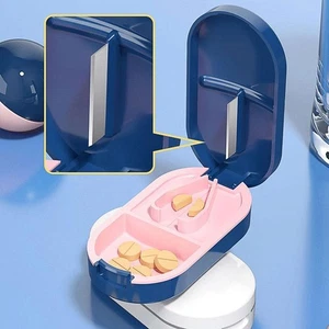 Pillenschneider für kleine Pillen Tablettenaufbewahrung Splitter mit Farbetui 2 Schutz E7T4 - Bild 1 von 14