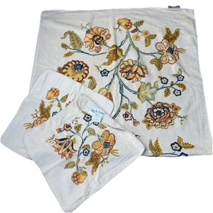 Diane Von Furstenberg VTG Floral Towel Set 70s MCM Cottage| 2 Washcloths 1 Towel - Picture 1 of 11