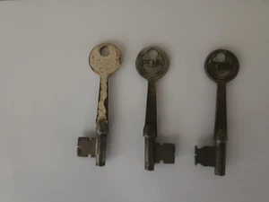 3 Vintage PENN geschlossener Lauf Skelett Schlüssel. 3 verschiedene Schlüssel. - Bild 1 von 8
