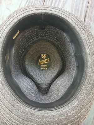 Sombrero Luwana cáñamo Milán importado 6 7/8 gris vintage  Foto 1 de 4