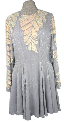 ASOS Mini DRESS Iridescent Sequins Long Sleeve EMBELLISHED SHORT Sz 4 FLAW Bead - Image 1 of 4