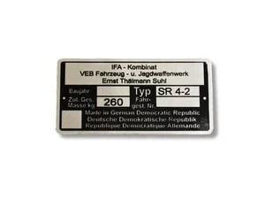 Placa de características Simson SR 4-2 Star placa id plate - Imagen 1 de 1
