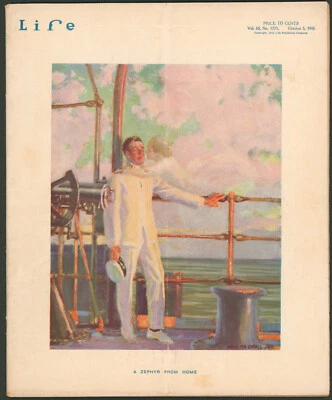 Life Magazine October 5 1916 Sailor Cover~Otho Cushing Art~Male Chariot Race Ad - Image 1 of 4