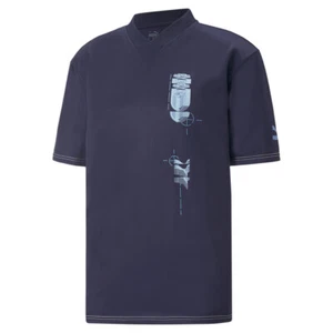 PUMA Figc Ftblstatement V Neck Short Sleeve Soccer Jersey Mens Blue 76713914 - Picture 1 of 2