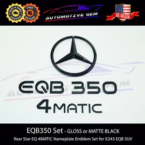 EQB350 4MATIC Rear Star Emblem Black Badge Combo Set Mercedes EQ AMG SUV X243 - Picture 1 of 2