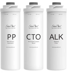SimPure WP2-400/T1-400 UV PP+CTO+ALK Alkaline pH+ 6-Month Water Filter Cartridge - Picture 1 of 7