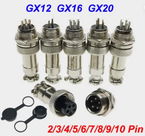 GX12 GX16 GX20 Aviation Plug Socket 2/3/4/5/6-10Pin Cable Connector Male Female - Picture 1 of 34