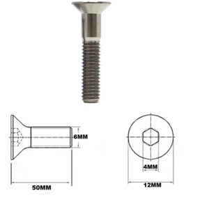 1X M6 X 50MM RACEBOLTS GRADE 5 6AL-4V TITANIUM COUNTERSUNK ALLEN HEAD BOLT - Picture 1 of 1