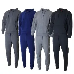 Men's Jogger 2-Piece Set Athletic Solid Hoodie and Drawstring Pant Tracksuit - Picture 1 of 17