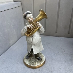 Vintage Capodimonte porcelain figure, musician playing the trombone. Rare. Nice - Picture 1 of 18