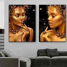 African Art Black and Gold Woman Canvas Painting Canvas Wall Art Print Art Mural