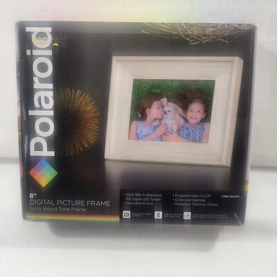 Polaroid 8" Digital Picture Frame - Ivory Wood Tone Frame New! - Image 1 of 4