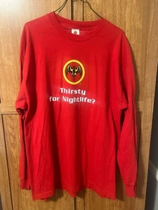Bacardi Rum Thirsty for Nightlife? Logo Long Sleeve T-Shirt Red Size L - Picture 1 of 4