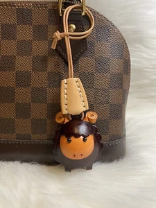 leather goat bag charm Brown Tan handmade gift new - Picture 1 of 4