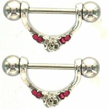 Nipple Shield Rings Barbell Barbells Rose Sold as a Pair 14 Gauge [Jewelry]