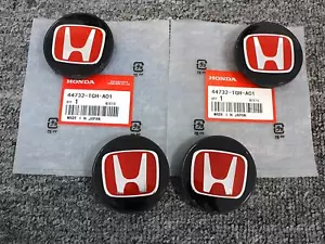 Honda Acura Genuine Civic Type-R Wheel Center Cap Red Emblem 4Pcs New - Picture 1 of 5